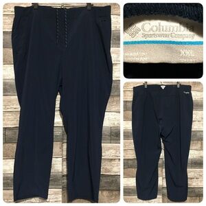 Columbia PFG Drawstring Pants Women’s XXL Short Blue Hiking Pockets (Inseam 26)